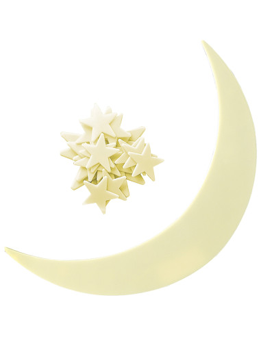 5215IS,Decoratiuni de perete fosforescente - Luna si stele