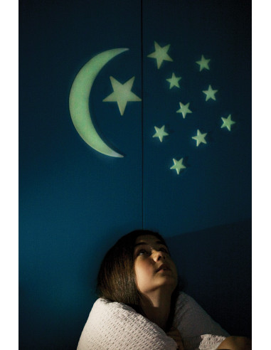 5215IS,Decoratiuni de perete fosforescente - Luna si stele