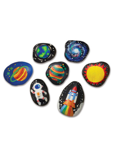 4M-04786,Set creativ - Picteaza pietre - Spatiu (stralucesc in intuneric)