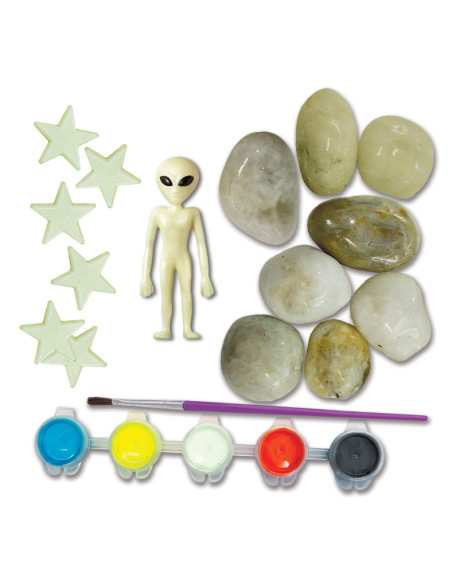4M-04786,Set creativ - Picteaza pietre - Spatiu (stralucesc in intuneric)