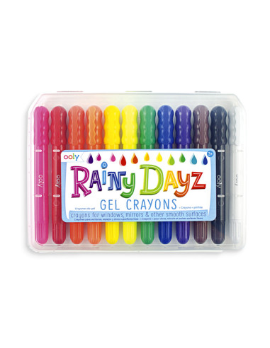 133-48,Creioane cu gel pentru geam si sticla, Rainy Dayz, set 12 culori lavabile