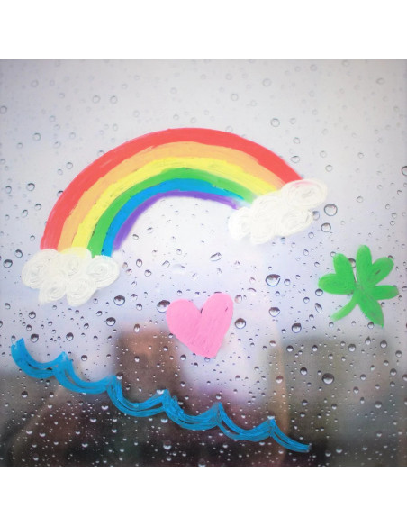 133-48,Creioane cu gel pentru geam si sticla, Rainy Dayz, set 12 culori lavabile