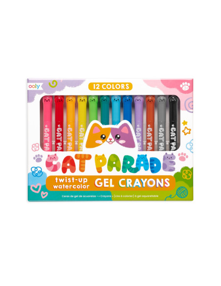 133-098,Creioane acuarele cu gel, Cat Parade, set 12 culori