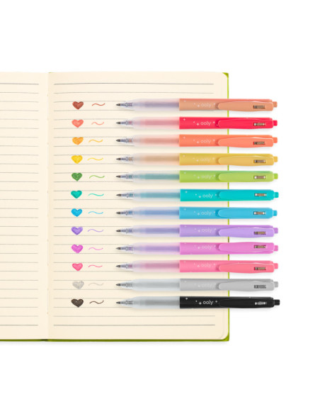 132-124,Pixuri retractabile cu gel si sclipici, Oh My Glitter!, set 12 culori