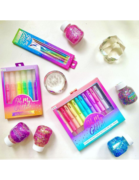 132-124,Pixuri retractabile cu gel si sclipici, Oh My Glitter!, set 12 culori
