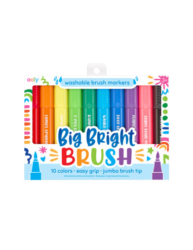 130-090,Carioci lavabile cu pensula, Big Bright Brush, set 10 culori