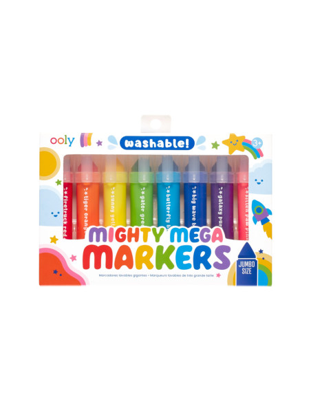 130-083,Carioci lavabile cu varf triunghiular, Mighty Mega, set 8 culori