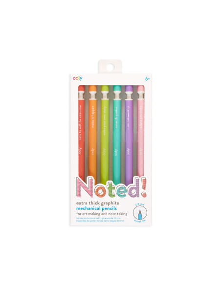128-156,Notat! - Creioane mecanice grafit extra gros - set de 6, cu citate motivationale