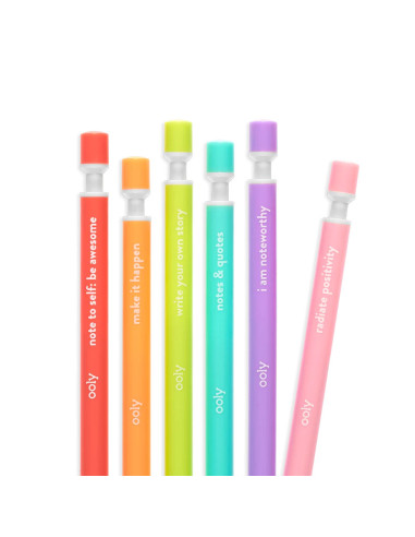 128-156,Notat! - Creioane mecanice grafit extra gros - set de 6, cu citate motivationale