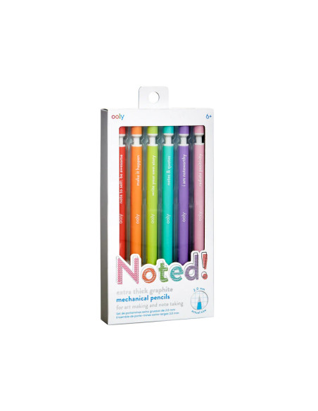 128-156,Notat! - Creioane mecanice grafit extra gros - set de 6, cu citate motivationale