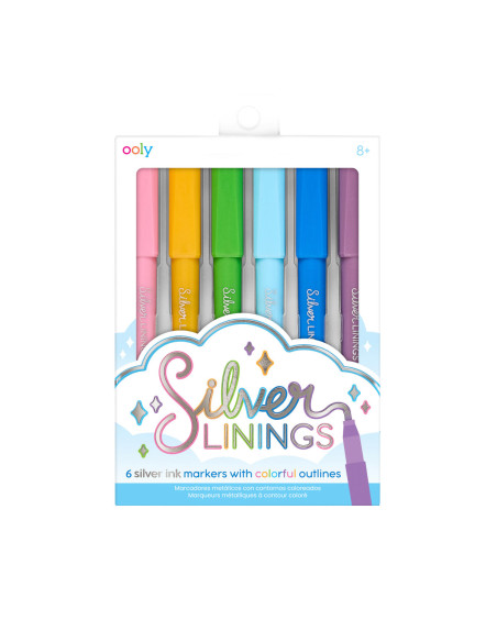 130-082,Carioci cu contur argintiu - Silver Linings - Set de 6