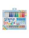 130-100,Carioci duble cu stampile Stamp-A-Doodle - set de 9 culori si 3 care schimba culoarea