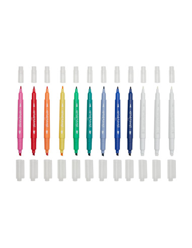 130-100,Carioci duble cu stampile Stamp-A-Doodle - set de 9 culori si 3 care schimba culoarea