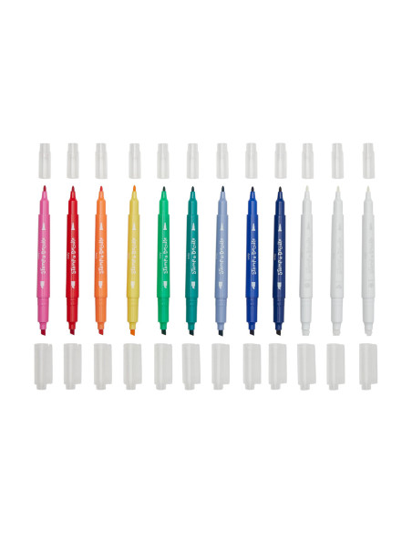 130-100,Carioci duble cu stampile Stamp-A-Doodle - set de 9 culori si 3 care schimba culoarea