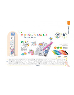 CS223068,Kit rola de desenat 3 m si 12 creioane colorate cerate, Haku Yoka - Unicorni 2