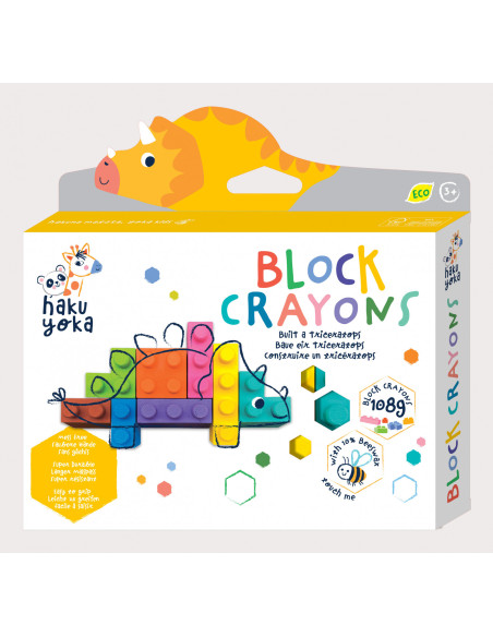 CP223090,Creioane cerate interconectabile Block Crayons - Dinozaur Triceratops, Haku Yoka