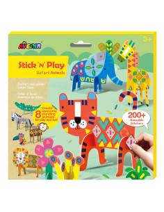 CH221839,Joc creativ Stick N Play cu scene 3D si stickere repozitionabile - Animale Safari