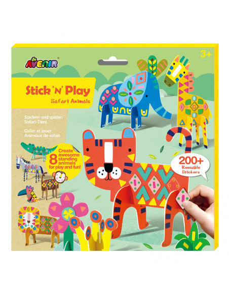 CH221839,Joc creativ Stick N Play cu scene 3D si stickere repozitionabile - Animale Safari