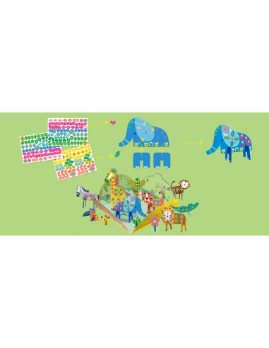 CH221839,Joc creativ Stick N Play cu scene 3D si stickere repozitionabile - Animale Safari