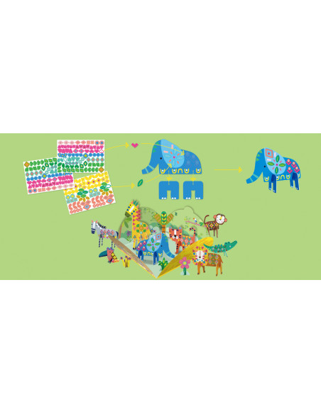 CH221839,Joc creativ Stick N Play cu scene 3D si stickere repozitionabile - Animale Safari