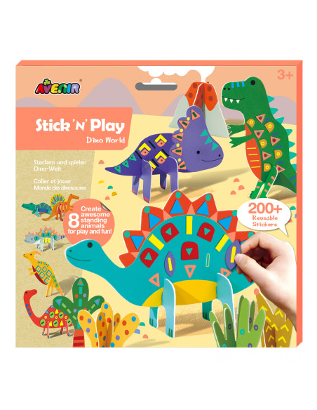 CH221841,Joc creativ Stick N Play cu scene 3D si stickere repozitionabile - Lumea Dinozaurilor
