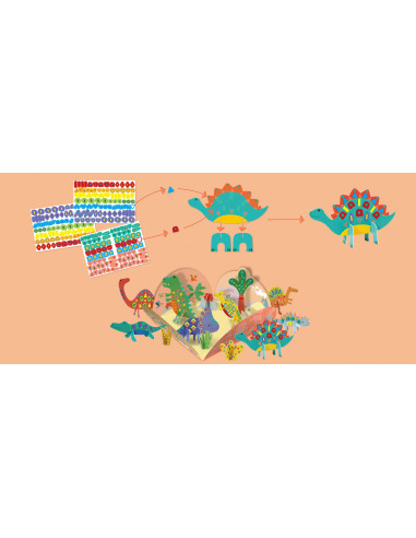 CH221841,Joc creativ Stick N Play cu scene 3D si stickere repozitionabile - Lumea Dinozaurilor