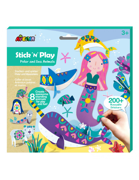 CH221842,Joc creativ Stick N Play cu scene 3D si stickere repozitionabile - Animale polare si marine