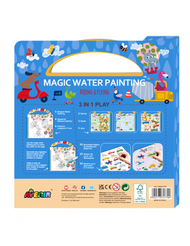 CH221779,Carte de pictat cu apa, stickere si jocuri, portabila - Riding Flying