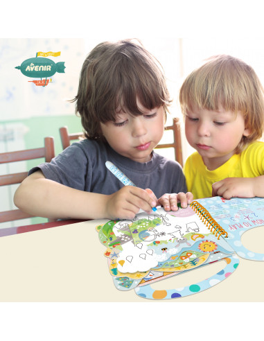 CH221779,Carte de pictat cu apa, stickere si jocuri, portabila - Riding Flying