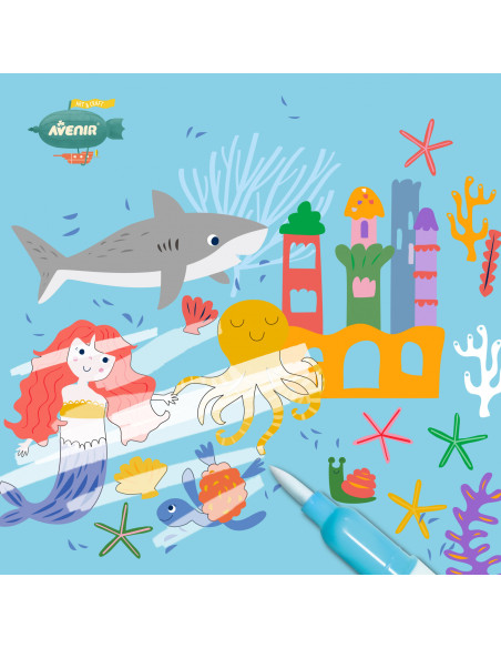 CH221779,Carte de pictat cu apa, stickere si jocuri, portabila - Riding Flying