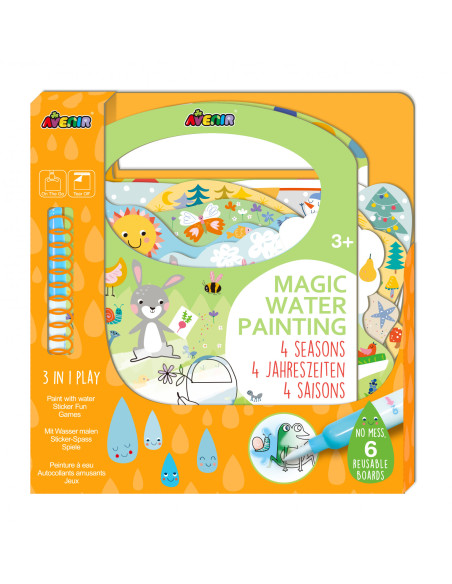 CH211774,Carte de pictat cu apa, stickere si jocuri, portabila - 4 anotimpuri