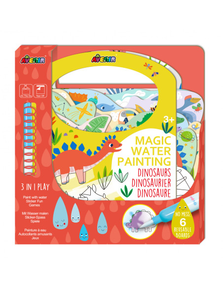 CH211776,Carte de pictat cu apa, stickere si jocuri, portabila - Dinozauri