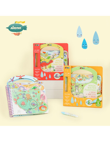 CH211776,Carte de pictat cu apa, stickere si jocuri, portabila - Dinozauri