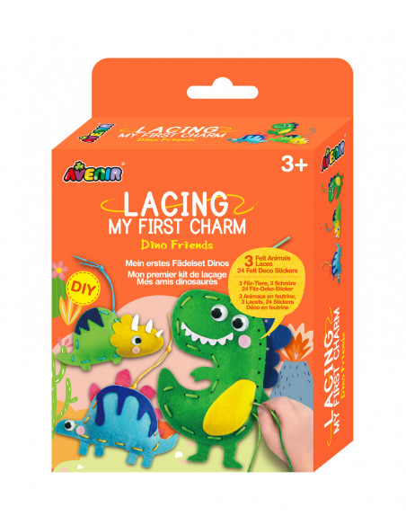 CH211798,Set creativ de cusut cu tehnica siretului - Primul meu Pandantiv Dinozauri, nivel 1