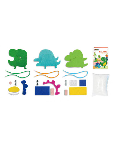 CH211798,Set creativ de cusut cu tehnica siretului - Primul meu Pandantiv Dinozauri, nivel 1