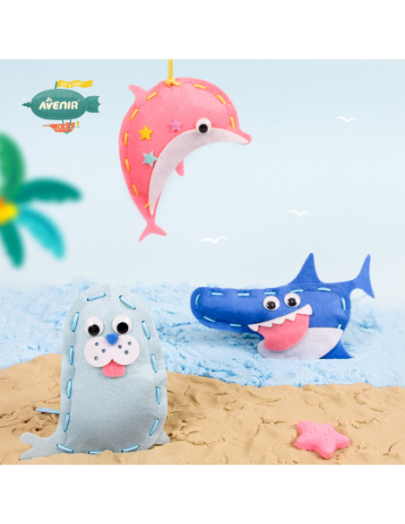 CH211799,Set creativ de cusut cu tehnica siretului - Primul meu Pandantiv Prieteni Marini, nivel 1