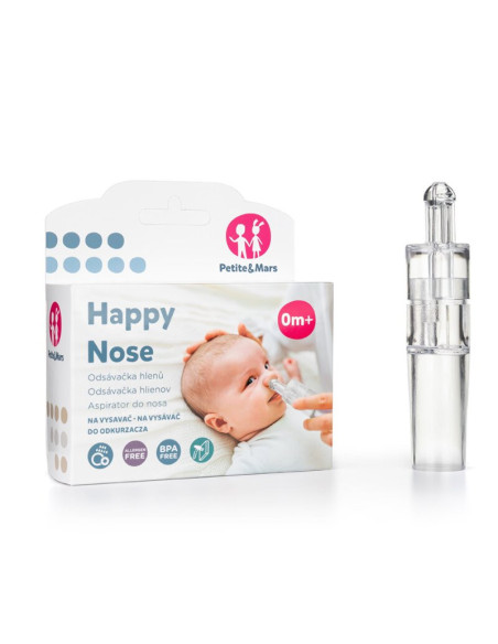 BN-770800,Petite&Mars - Aspirator nazal Happy Nose, Utilizare manuala sau racordat la aspiratorul casnic, Bpa Free, 0 luni+