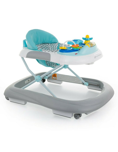 BN-856890,Petite&Mars - Premergator Monty, Panou interactiv, Reglabil pe inaltime, Roti, Sustine 12 kg, Chevron Blue