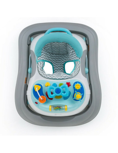 BN-856890,Petite&Mars - Premergator Monty, Panou interactiv, Reglabil pe inaltime, Roti, Sustine 12 kg, Chevron Blue