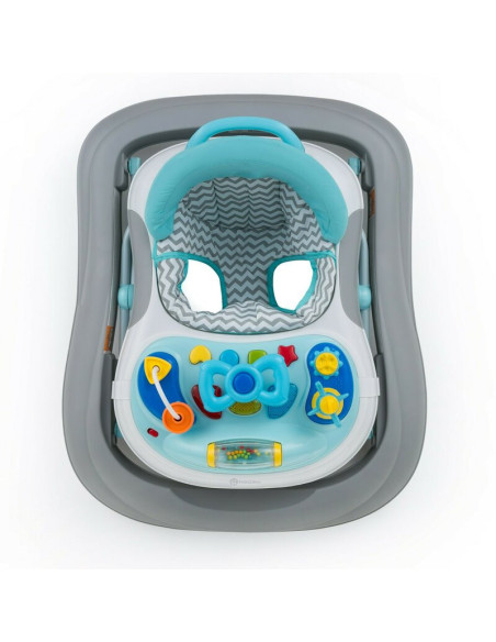 BN-856890,Petite&Mars - Premergator Monty, Panou interactiv, Reglabil pe inaltime, Roti, Sustine 12 kg, Chevron Blue