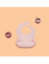 BN-706109,Petite&Mars - Baveta moale Sam, Din silicon, Cu rezervor, Fara BPA, PVC si Ftalati, Curcubeu Roz