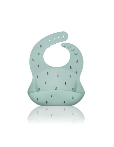 BN-706111,Petite&Mars - Baveta moale Sam, Din silicon, Cu rezervor, Fara BPA, PVC si Ftalati, Copaci Verde