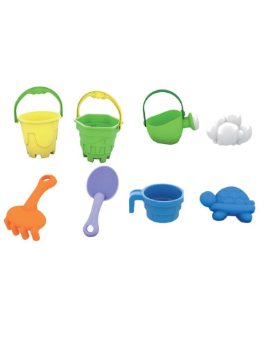 BN-858510,Petite&Mars - Masuta de activitati pentru apa si nisip Sandy Joe, Cu accesorii, 8 jucarii, Multicolor