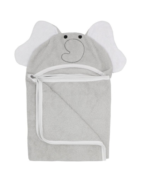 BN-BUB42424,Prosop mare de baie cu urechi Elephant, Bubaba, 6 - 36 luni, Dimensiune mare 110 x 75 cm, Grey