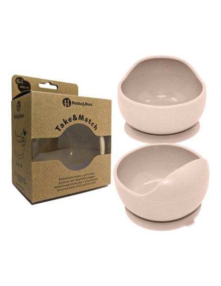 BN-707818,Petite&Mars - Bol din silicon fara BPA, Cu ventuza, TAKE&MATCH, 6 luni+, 350 ml, Bej BN-707818,Petite&Mars - Bol din silicon fara BPA, Cu ventuza, TAKE&MATCH, 6 luni+, 350 ml, Bej