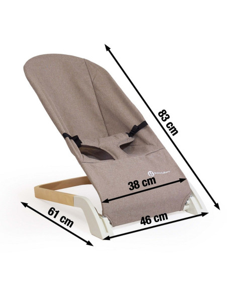 BN-915900,Petite&Mars - Sezlong balansoar, Calmy, Cu centura in 3 puncte, De la nastere pana la 9 kg, Negru