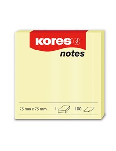 KO46075,Notes adeziv KORES 75x75 mm 100 file, Galben pal
