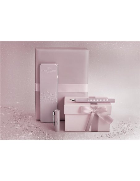 FC201515,Set cadou Faber-Castell cu Stilou Sparkle Rose metalic M