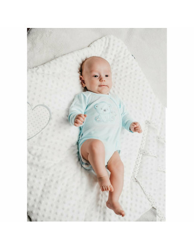 BN-41169,Set 4 piese: bluza, body cu maneca lunga, salopeta fara maneci, caciulita, Marime 56, Din bumbac 100%, New Baby, Sweet 