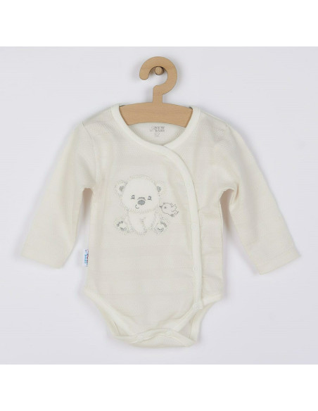 BN-41168,Set 4 piese: bluza, body cu maneca lunga, salopeta fara maneci, caciulita, Marime 56, Din bumbac 100%, New Baby, Sweet 